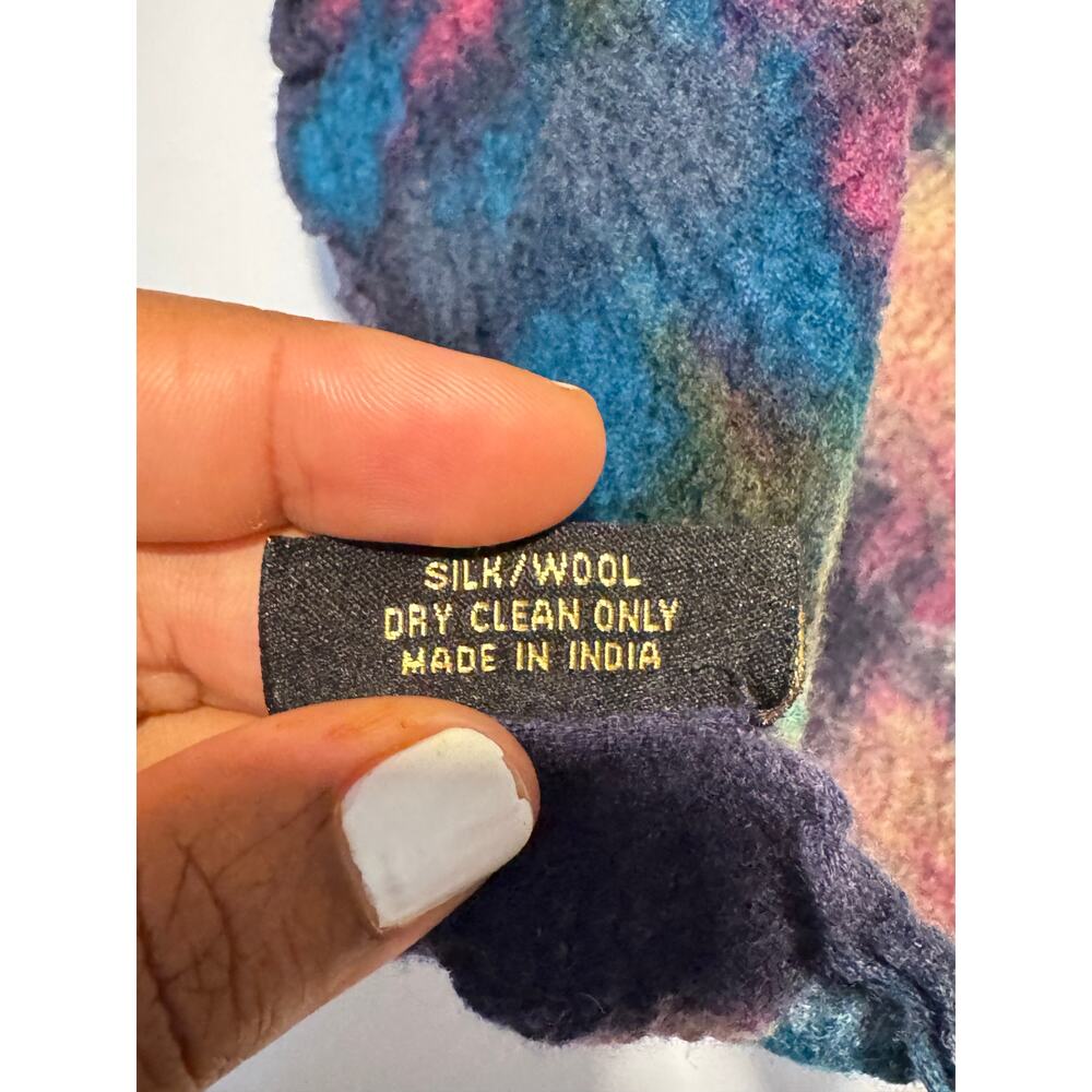 Saachi Hand Dyed Silk Wool Scarf‎ Boho Textured Artsy Unique Colorful - Picture 4 of 6